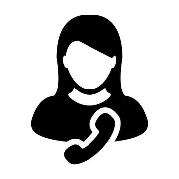 Contact icon vector female user person profile avatar with phone symbol for h Stock Illustration