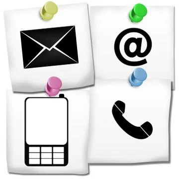 Contact icons on post it Stock Illustration