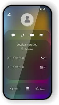 Contact Information Interface on Smartphone Screen with Gradient Background.. Illustrazione stock