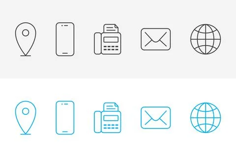 Contact information simple thin line vector icons Stock Illustration