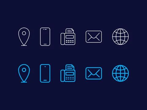 Contact information simple thin line vector icons Stock Illustration