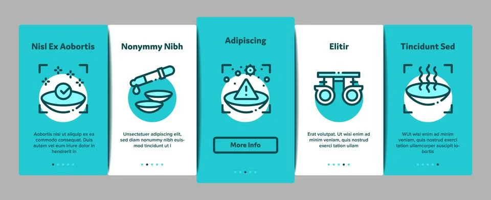 Contact Lens Accessory Onboarding Elements Icons Set Vector Stock Illustration