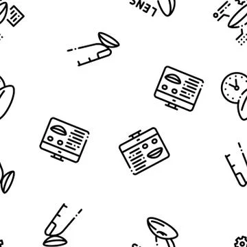 Contact Lens Accessory Seamless Pattern Vector Illustrazione stock