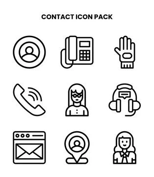 Contact Line Bundle Icons Pack Stock Illustration
