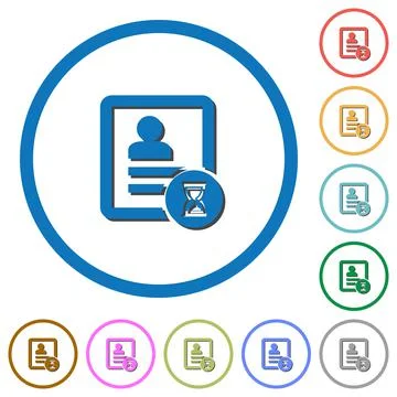 Contact processing icons with shadows and outlines Stock Illustration