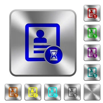 Contact processing rounded square steel buttons Illustrazione stock