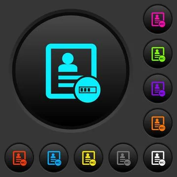 Contact progressing dark push buttons with color icons Stock Illustration