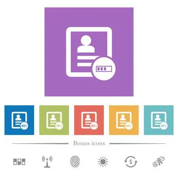 Contact progressing flat white icons in square backgrounds Stock Illustration
