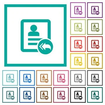 Contact reply to all flat color icons with quadrant frames 库存插图