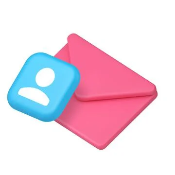 Contact send receive message inbox letter envelope 3d icon realistic vector.. Stock Illustration