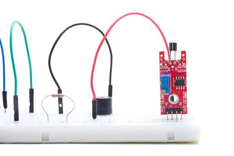 Contact sensor in breadboard Stock Photos