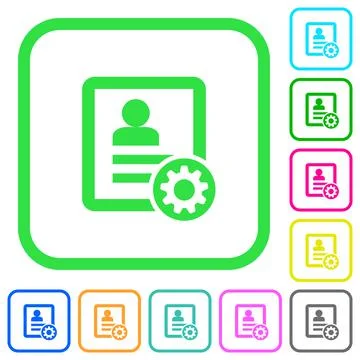 Contact settings vivid colored flat icons Stock Illustration