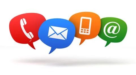 Contact speech bubbles 3d concept illustration Stock Illustration