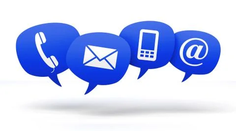 Contact speech bubbles 3d concept illustration Stock Illustration