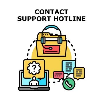 Contact support hotline service providing assistance イラスト素材
