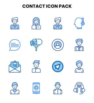 Contact Two Colour Bundle Icons Pack Ilustração Stock