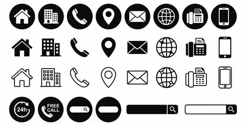 Contact us and web communication icons collection with communication, interfa Stock-Illustration