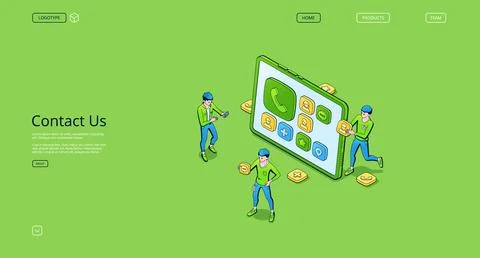 Contact us banner of customer support service Stock Illustration