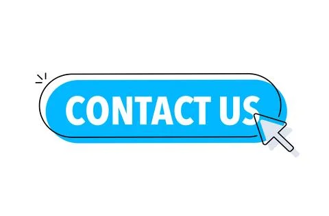 Contact us button with cursor. Pointer click. Vector web button. Illustrazione stock