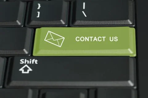 Contact us  button on enter key Stock Photos