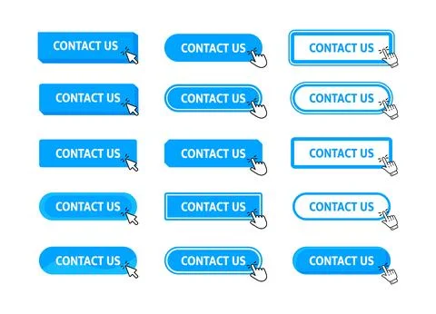 Contact us Button with pointer clicking. Web button. Finger Pressing. Click to Stock-Illustration