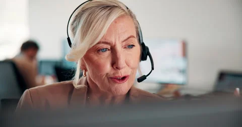 Contact us, call center or woman with computer for customer support, coworking Stock Footage 335921752