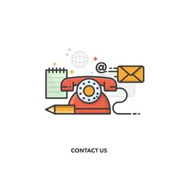 Contact us concept design. Vector line design. Stock Illustration