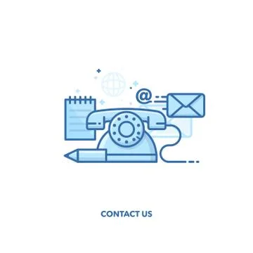 Contact us concept design. Vector line design. Illustrazione stock