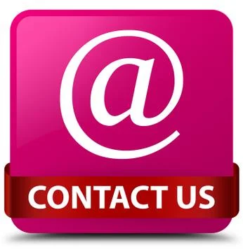 Contact us (email address icon) pink square button red ribbon in middle Stock Illustration