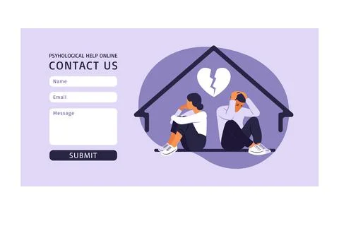 Contact us form template for web. Man and a woman in a quarrel. Two character Stock Illustration