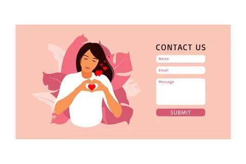 Contact us form template for web and Landing page. Self care and body positiv Stock-Illustration
