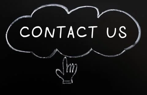 "contact us" with a hand cursor 스톡 사진