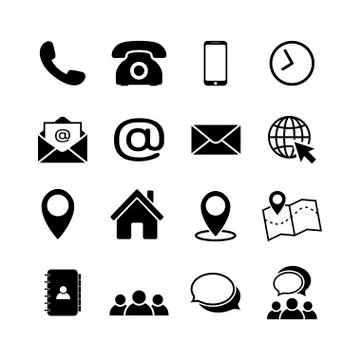 Contact us icon set in flat style Stock Illustration