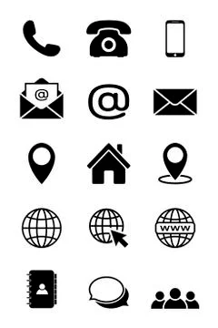 Contact us icon set in flat style Stock Illustration