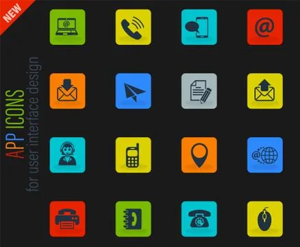 Contact us icon set Stock Illustration