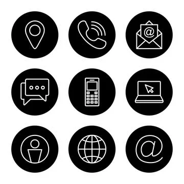 Contact us icon vector isolated on white background. business card contact .. Illustrazione stock