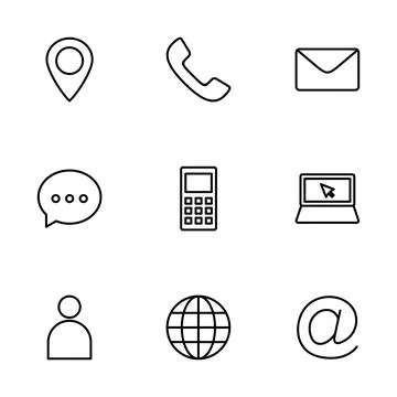 Contact us icon vector isolated on white background. business card contact .. Illustrazione stock