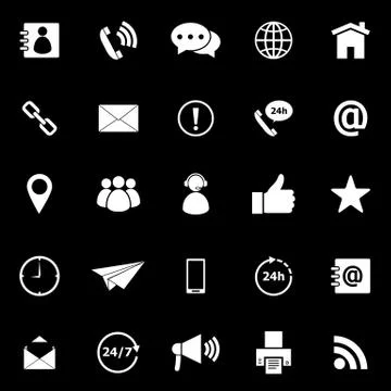 Contact us icons on black background Stock Illustration