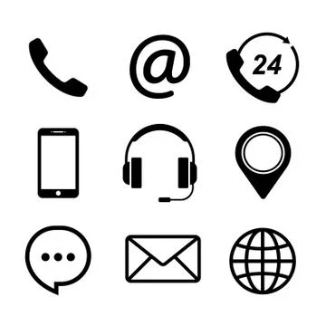 Contact us icons simple flat style Illustrazione stock