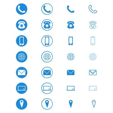 Contact us icons. Simple flat icons set on white background Stock Illustration