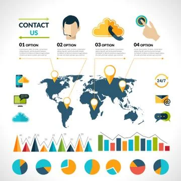 Contact us infographics set Illustrazione stock