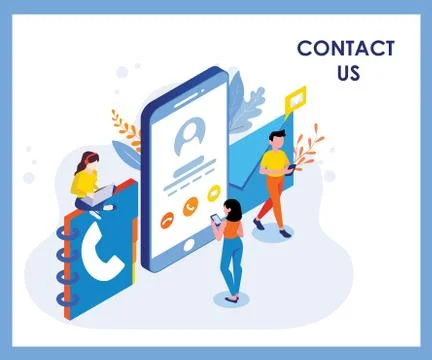 Contact us isometric concept design Stock Illustration