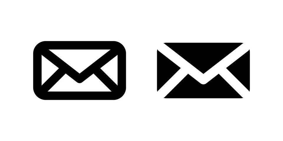 Contact Us Message Icon Set. A black glyph and outline icon of a message, i.. Stock Illustration