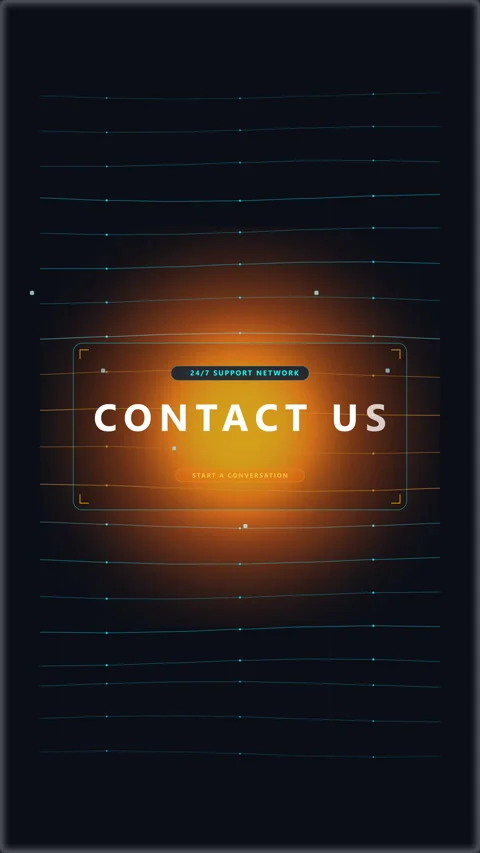 Contact us motion graphic loop with glowing orange text and dark blue sky Stock Footage 346546362