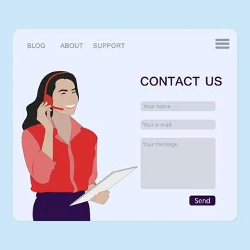 Contact us page, feed back and interface to send message Stock Illustration