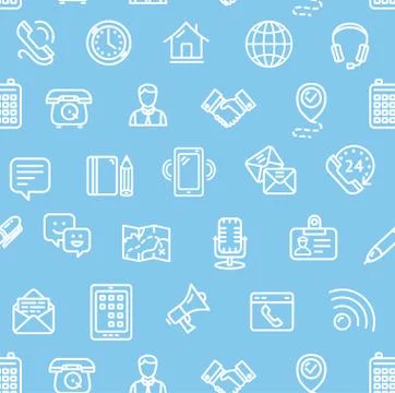 Contact Us Pattern Background. Vector Stock Illustration