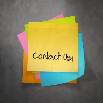 "contact us" text on sticky note paper Stock-Illustration