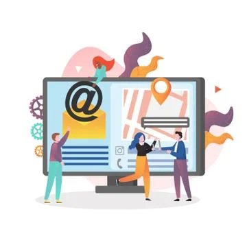 Contact us vector concept for web banner, website page Stock Illustration