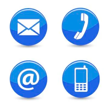 Contact us web blue buttons icons Illustrazione stock
