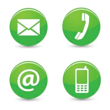 Contact us web green buttons icons Stock Illustration